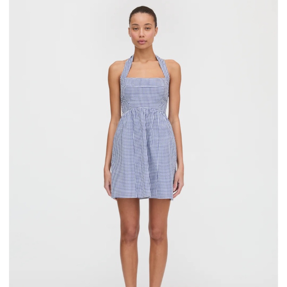 Hill House Navy Blue Gingham Fleur Mini Dress